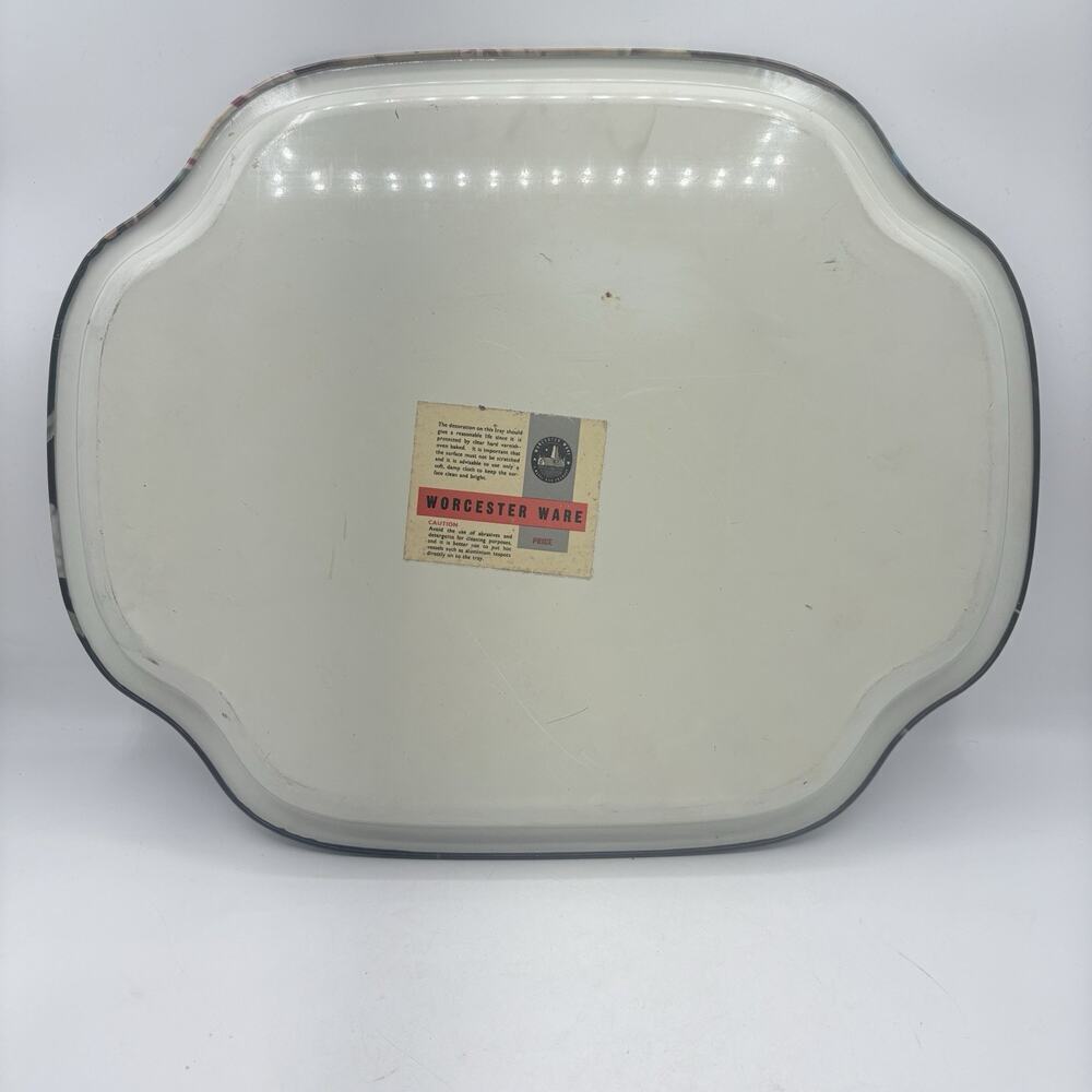 Vintage Worcester‎ Ware Decorative Metal Serving Tray Floral Fruit Design MCM - Picture 6 of 7